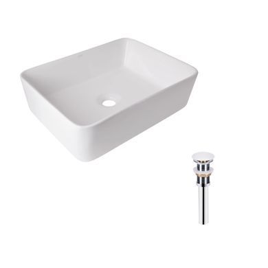 фото Комплект Qtap Tern: Раковина накладная прямоугольная 480х370х135 мм White + Донный клапан PU02