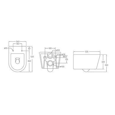фото Унітаз підвісний Mixxus BEVEL-0302-R 520x360x365mm, система змиву RIMLESS (MI6709)