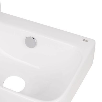фото Комплект Qtap Tern: Раковина подвесная прямоугольная левая 450х260х155 мм White + Донный клапан PU02O
