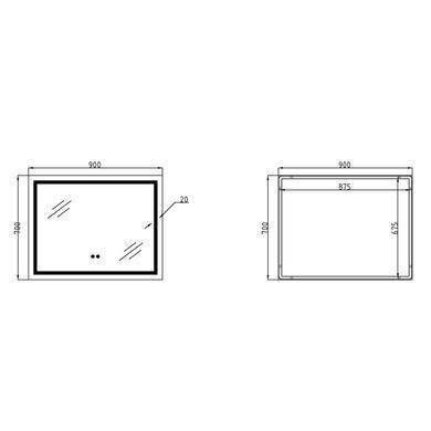фотографія Дзеркало Qtap Mideya (MI1) 900х700 з LED-підсвічуванням Touch, з антизапотіванням, з димером QT2078NCF9070W
