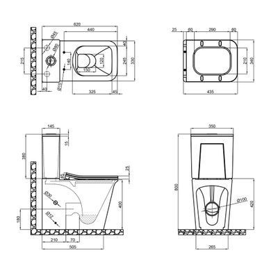 фотографія Унітаз-компакт Qtap Nando безобідковий з сидінням Soft-close QT12221222AW