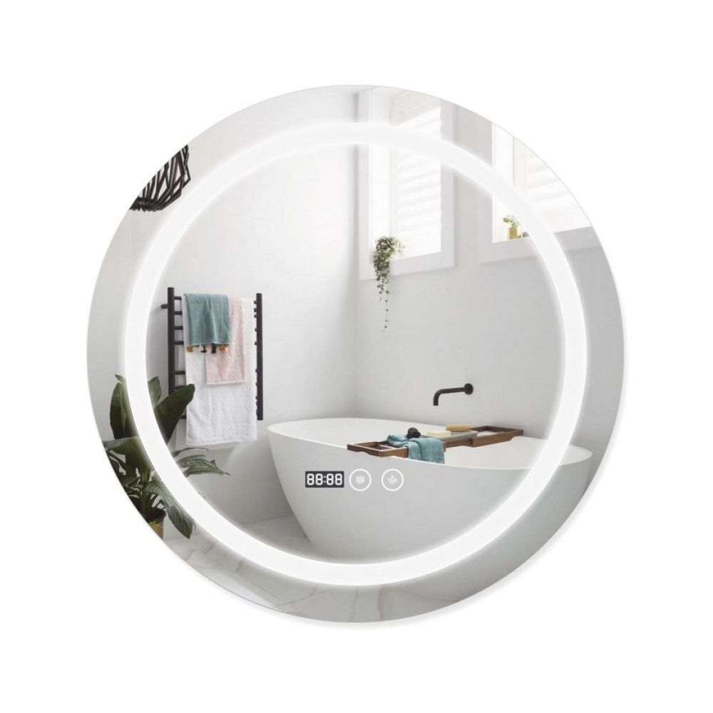 фото Зеркало Qtap Mideya (DC-F803) R600 с LED-подсветкой Touch, с антизапотеванием, с часами, диммером, рег. яркости QT2078F803W