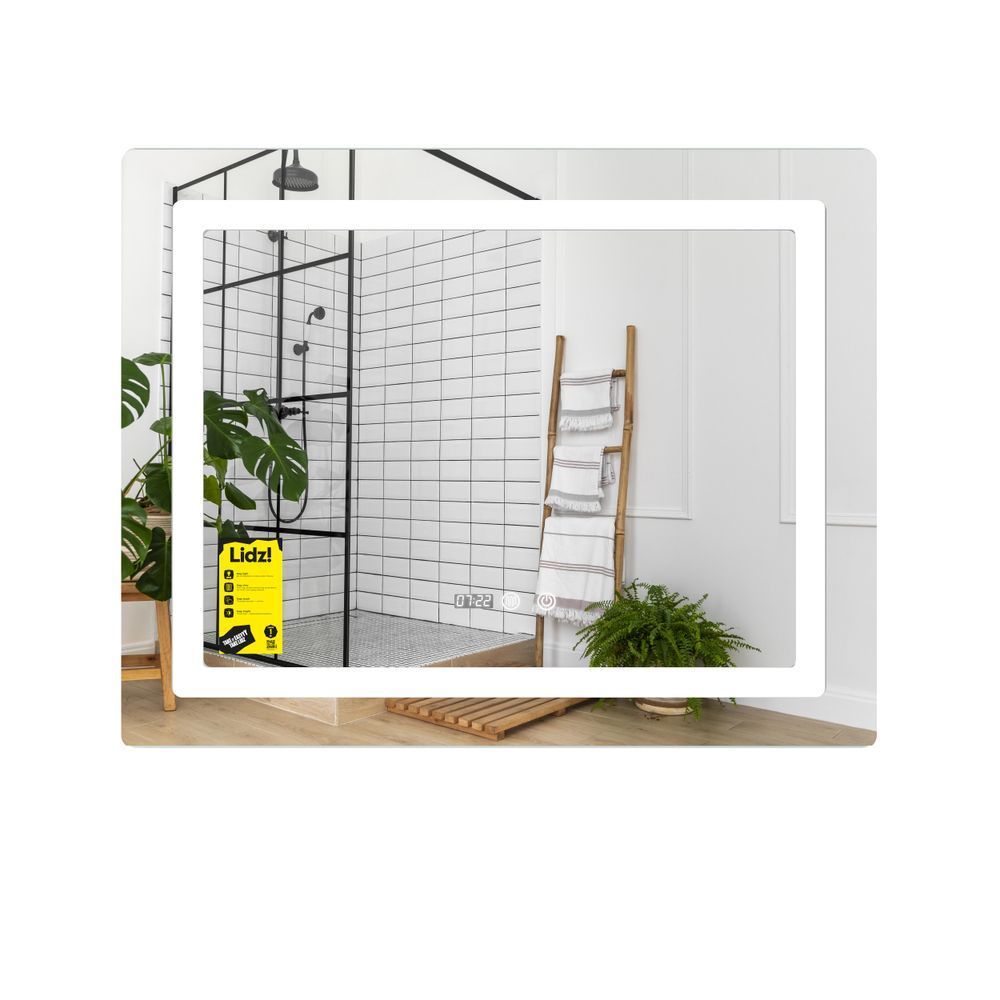 фото Зеркало Lidz Kubis (KU2) 800х600 с часами, с LED-подсветкой Touch, с антизапотеванием, с диммером, рег. яркости LDKU800600CL48281