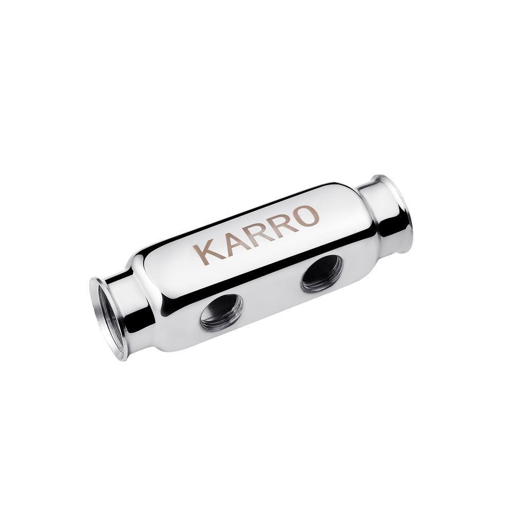 фотографія Колектор Karro 1"х1/2" на 2 виходи KR-1003 нержавеющая сталь предназначен для использования в трубопроводах холодного и горячего водоснабжения, в системах отопления, сжатого воздуха, а также на технологических трубопроводах, транспортирующих жидкости, неа
