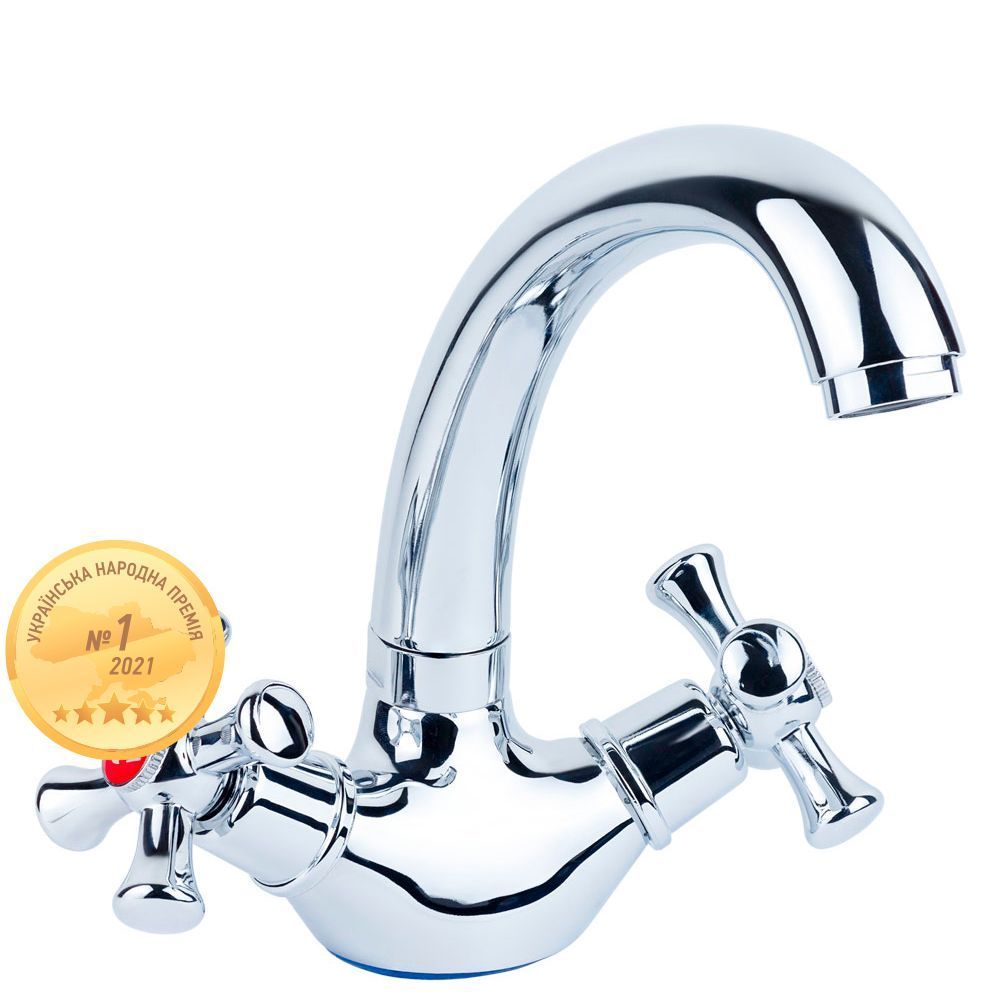 фото Змішувач PL 1/2 "для кухні гусак короткий вухо на гайці AQUATICA PL-4B355C (9777100)