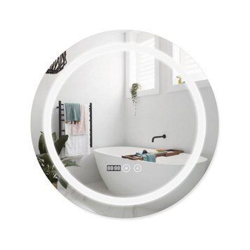 фотографія Дзеркало Qtap Mideya (DC-F803) R600 з LED-підсвічуванням Touch, з антизапотіванням, з годинником, димером, рег. яскравості QT2078F803W