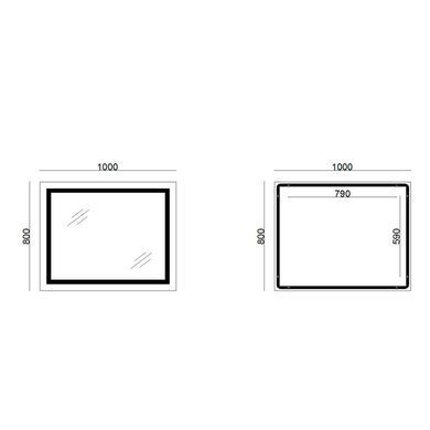 фото Зеркало Lidz Kubis 1000х800 с LED-подсветкой Touch, с антизапотеванием, с диммером, рег. яркости LD78LF61410080