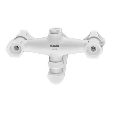 фотографія Змішувач для ванни PLAMIX OMEGA-140 EURO SET WHITE (со шлангом, лейкой и кронштейном) (Колір білий) (MX9579)