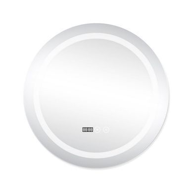фото Зеркало Qtap Mideya (DC-F803) R600 с LED-подсветкой Touch, с антизапотеванием, с часами, диммером, рег. яркости QT2078F803W