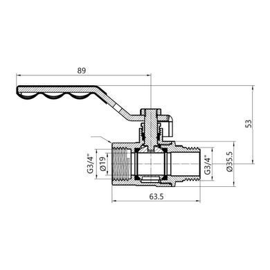 фото Кран шаровой Thermo Alliance Standart 3/4" ВН для газа (рычаг) SD605NG20PN40