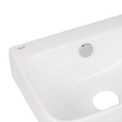 фотографія Комплект Qtap Tern: Раковина підвісна прамокутна права 450х260х155 мм White + Донний клапан PU02O