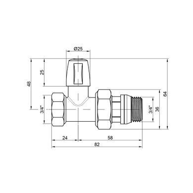фото Кран радиаторный Icma 3/4" с антипротечкой прямой без ручки №815+940