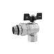 фотографія Кран-американка шаровой угловой Kroner 3/4" ВН PN40 бабочка, никелированный &mdash; высококачественный кран, предназначенный для систем водоснабжения, отопления и охлаждения. Благодаря своим техническим характеристикам, он подходит как для бытового, так и промы