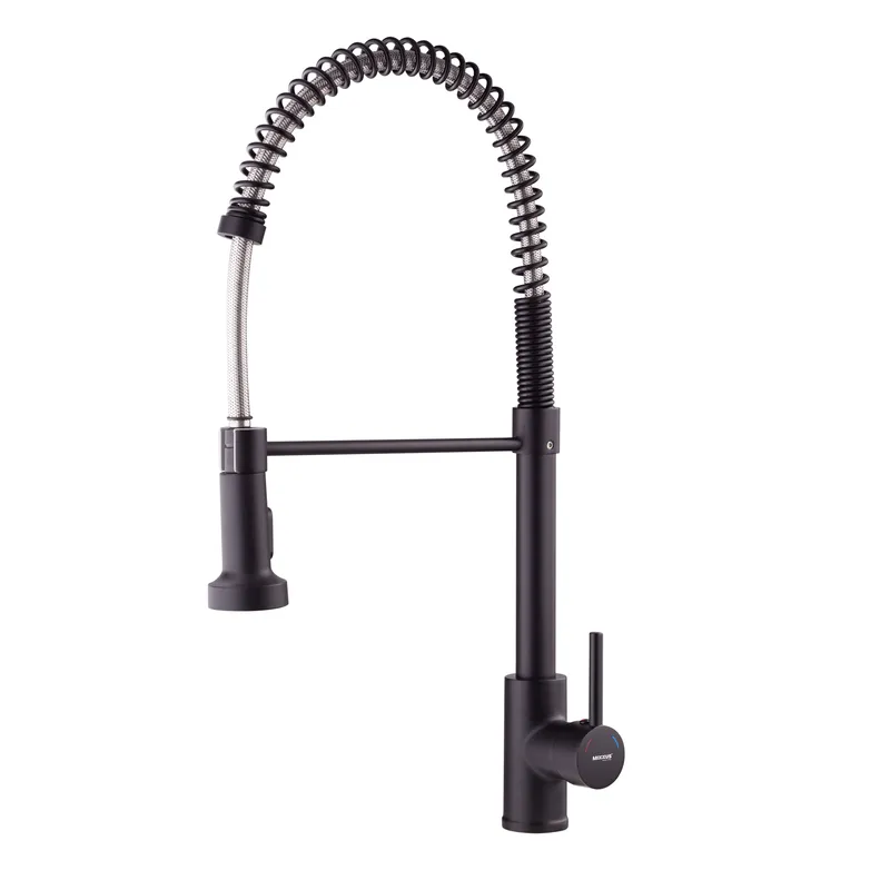 фото Змішувач для кухні з виливом пружина Mixxus Premium SPRING 017 BLACK (MI6951)